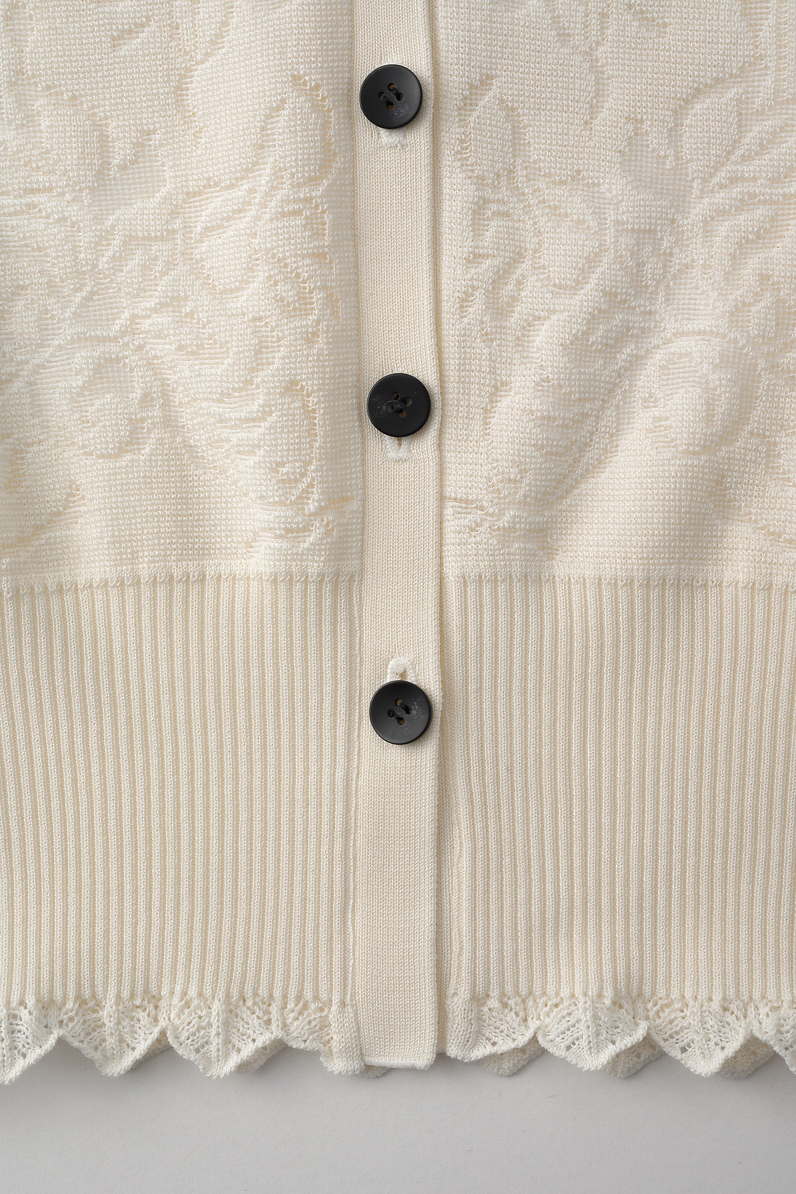 Mirror knit shirt cardigan (White)