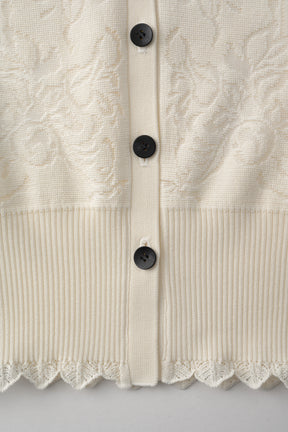 Mirror knit shirt cardigan (White)