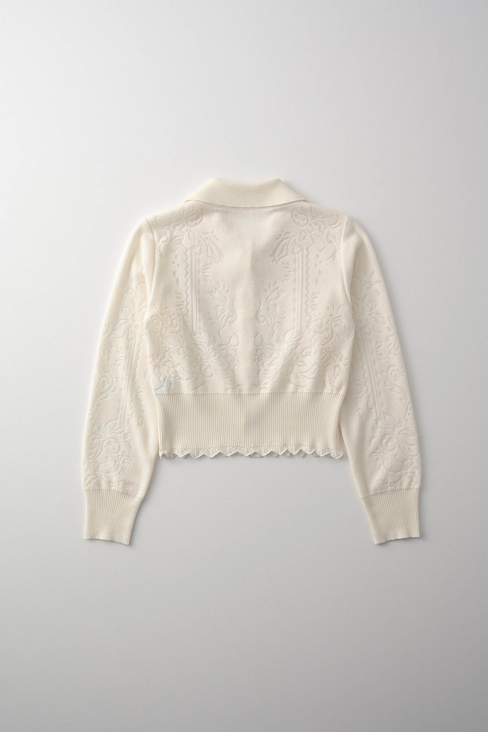 Mirror knit shirt cardigan (White)