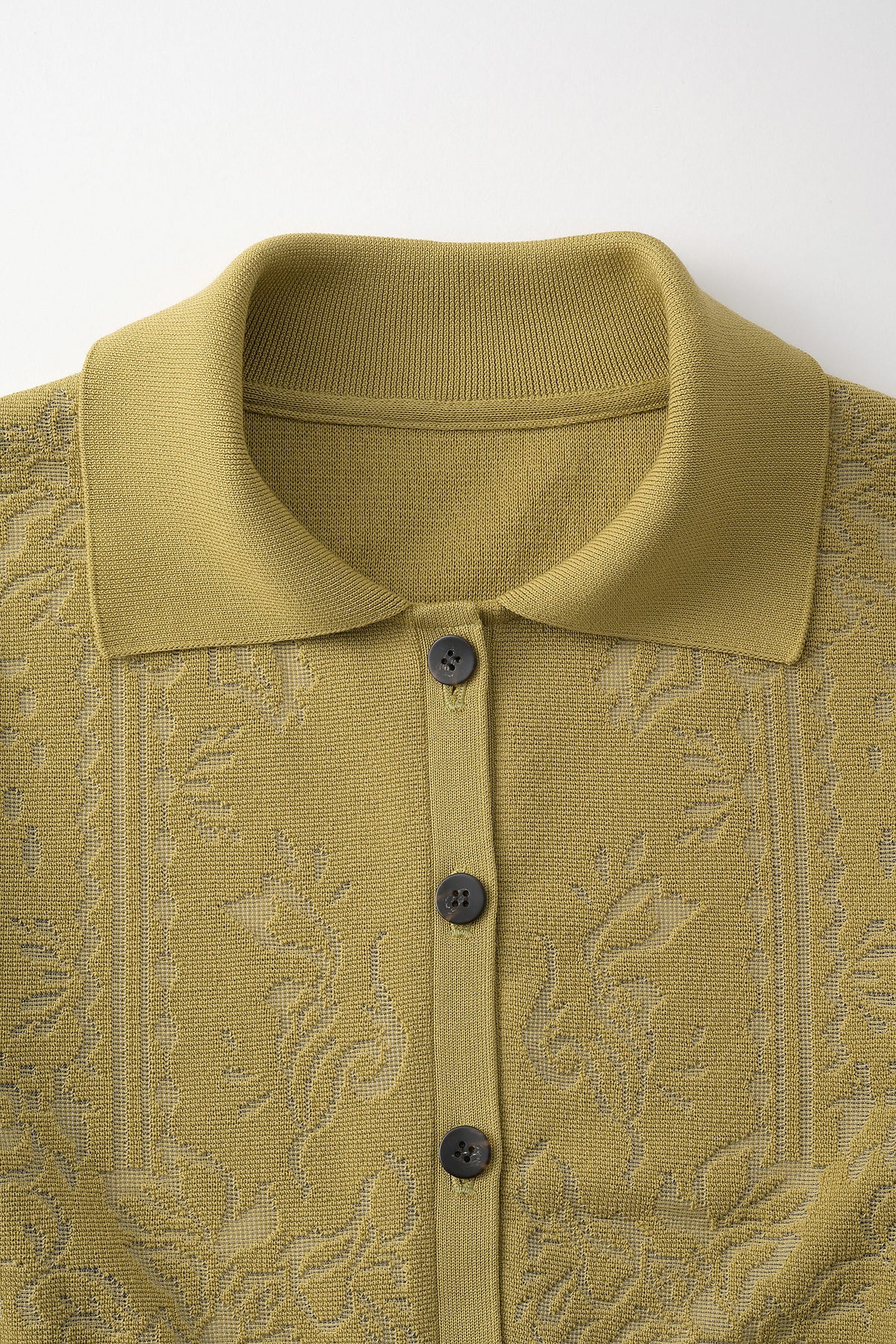 Mirror knit shirt cardigan (Yellow green)