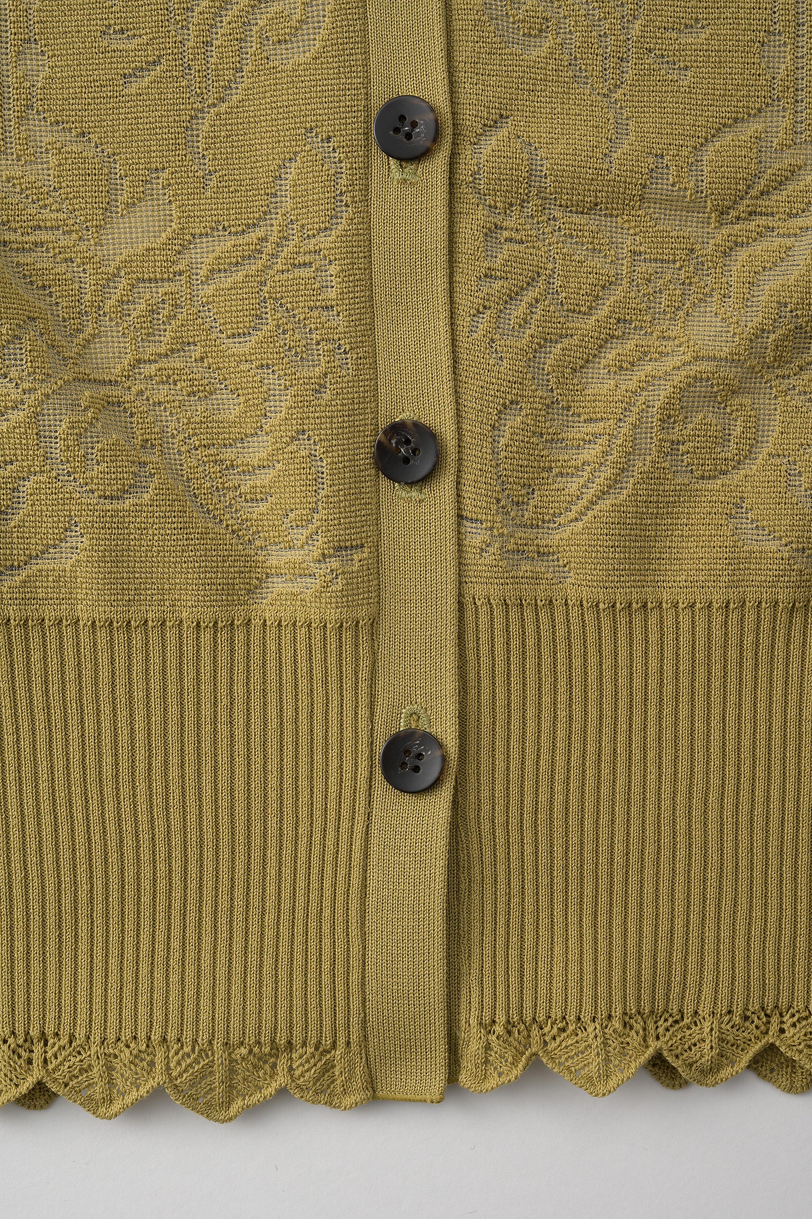 Mirror knit shirt cardigan (Yellow green)