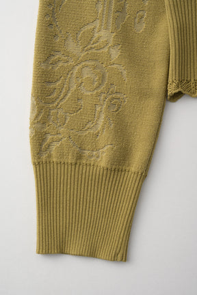Mirror knit shirt cardigan (Yellow green)
