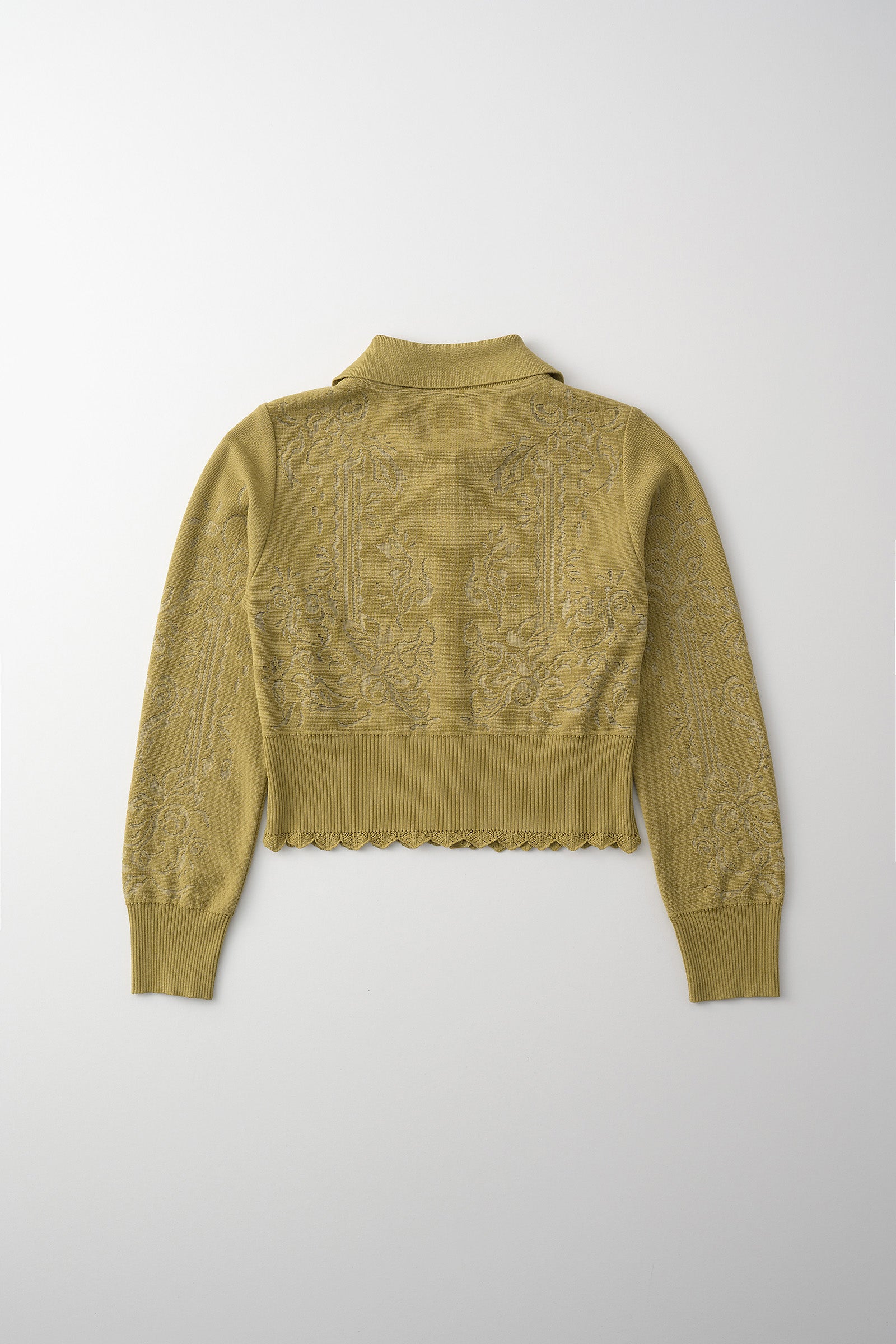 Mirror knit shirt cardigan (Yellow green)
