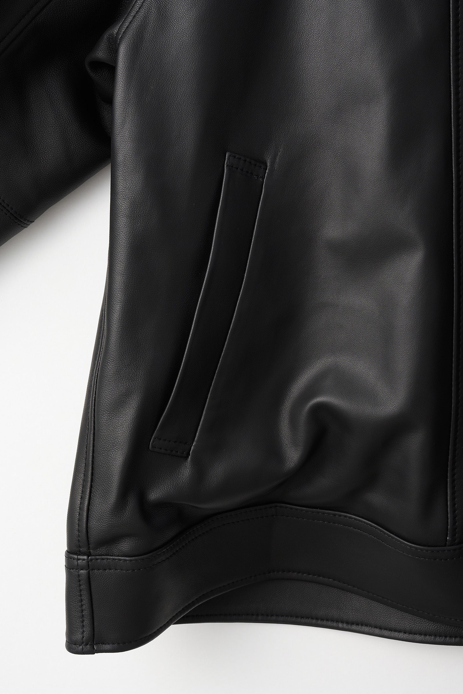 Relief embroidered leather jacket (Black)