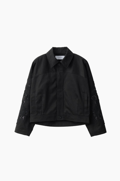 Relief embroidered chino jacket (Black)
