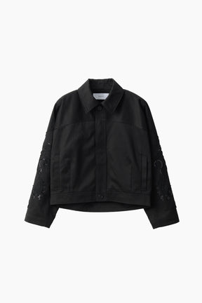 Relief embroidered chino jacket (Black)