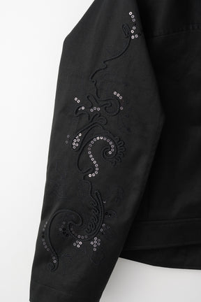 Relief embroidered chino jacket (Black)
