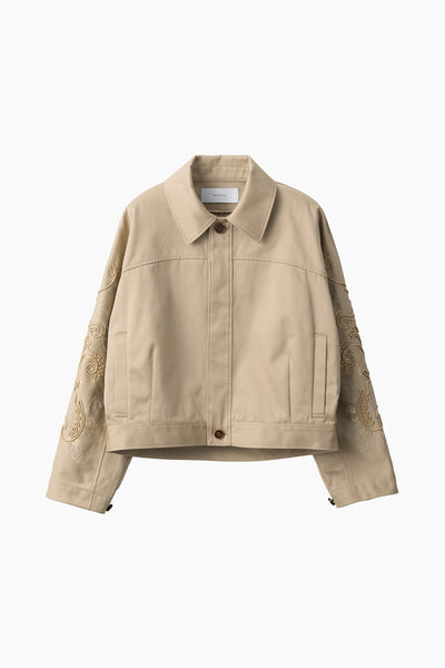 Relief embroidered chino jacket (Beige)