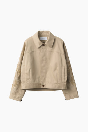 Relief embroidered chino jacket (Beige)