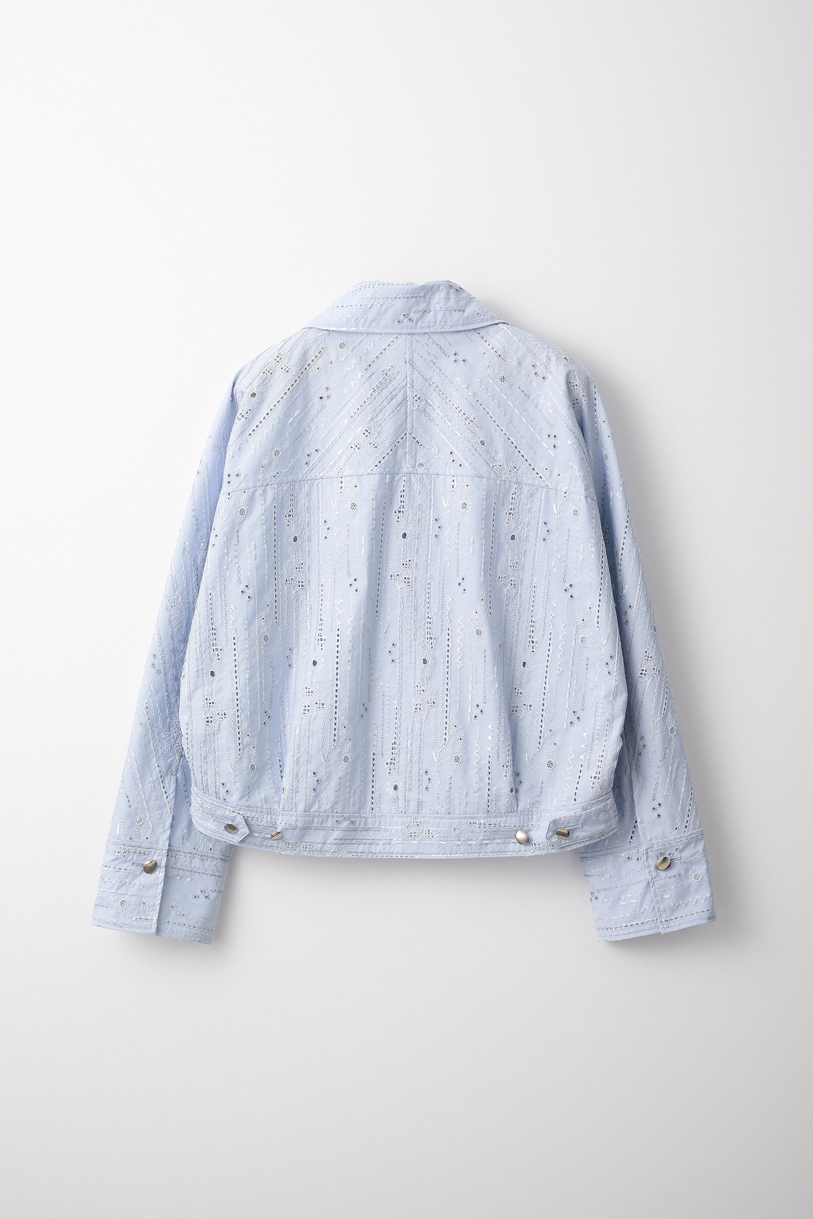 Swaying stripe embroidered blouson (Blue)