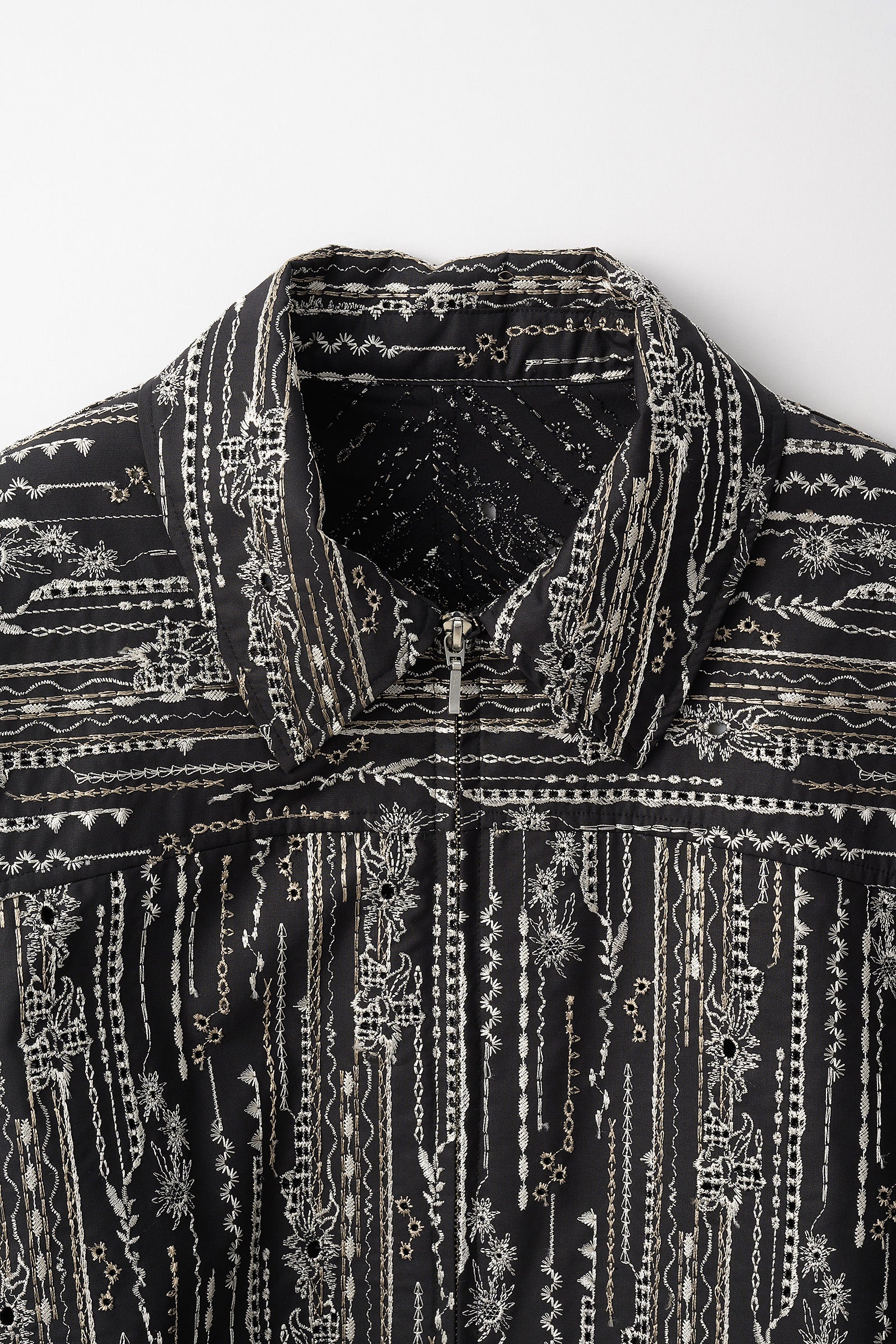 Swaying stripe embroidered blouson (Black)