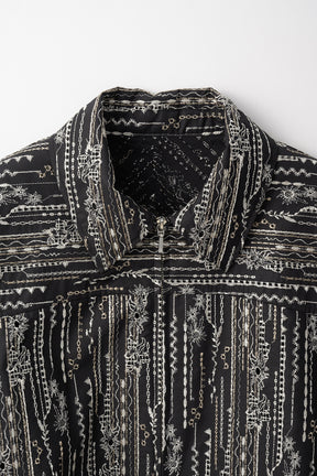 Swaying stripe embroidered blouson (Black)