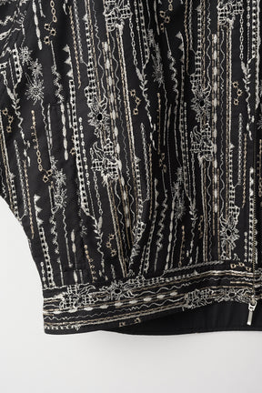 Swaying stripe embroidered blouson (Black)