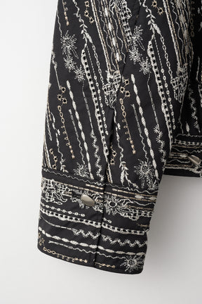Swaying stripe embroidered blouson (Black)