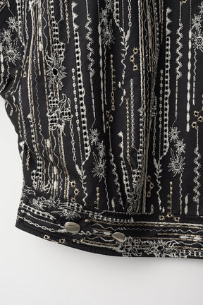 Swaying stripe embroidered blouson (Black)
