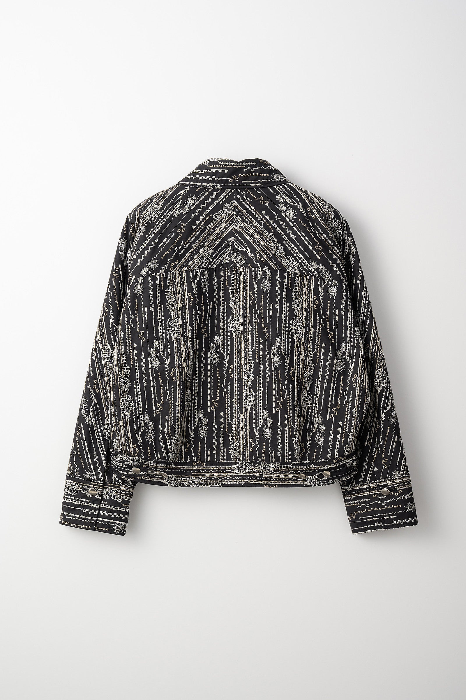 Swaying stripe embroidered blouson (Black)