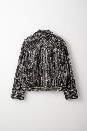 Swaying stripe embroidered blouson (Black)