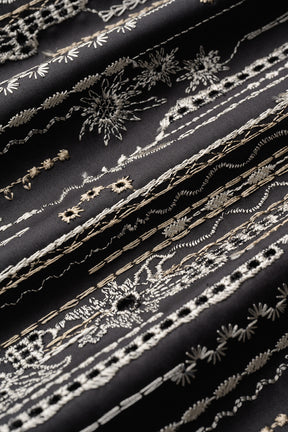 Swaying stripe embroidered blouson (Black)
