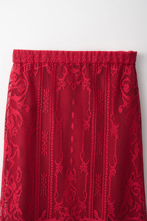 Mirror lace skirt (Red)