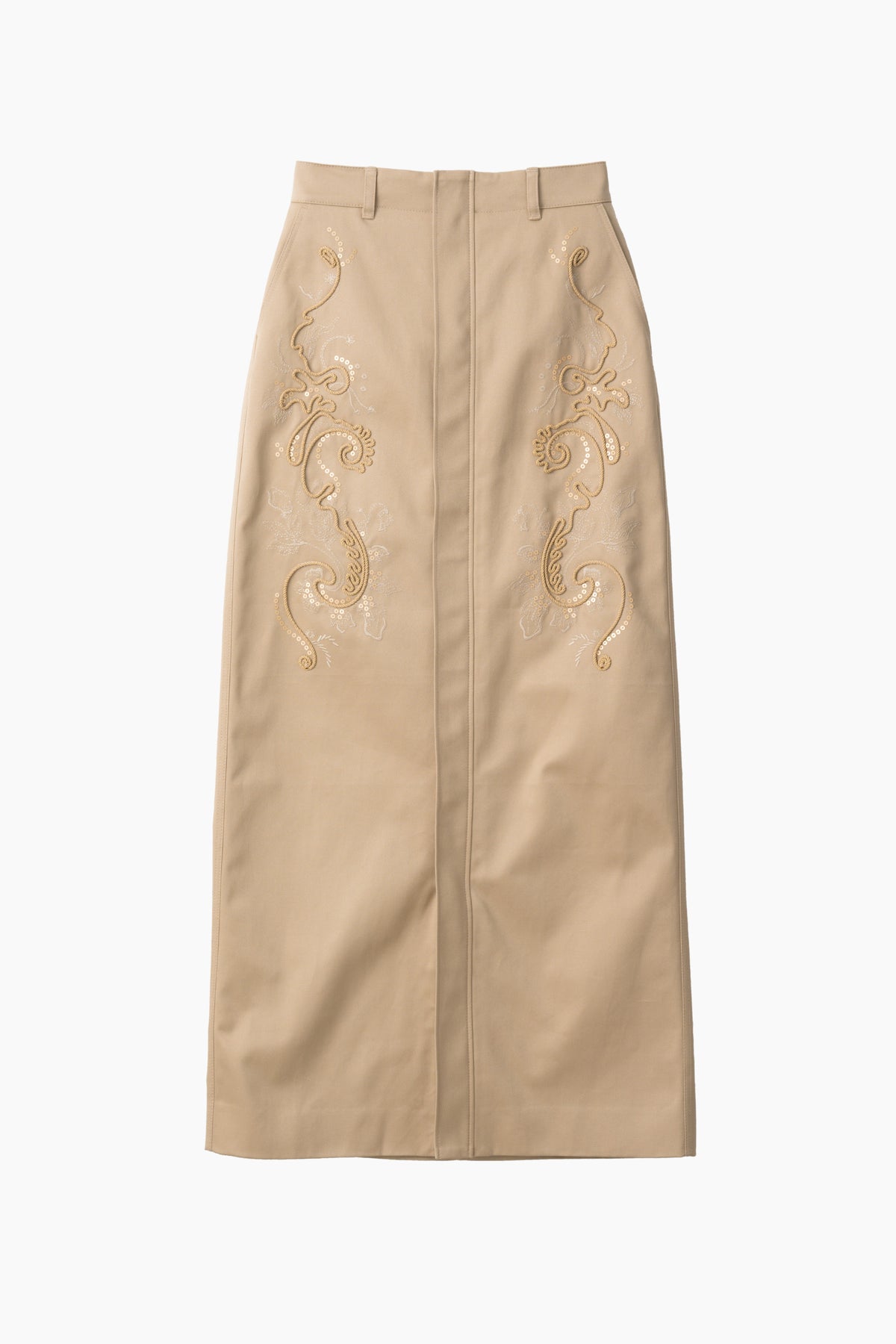 Relief embroidered chino skirt (Beige)
