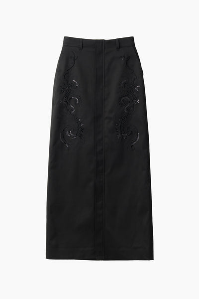 Relief embroidered chino skirt (Black)