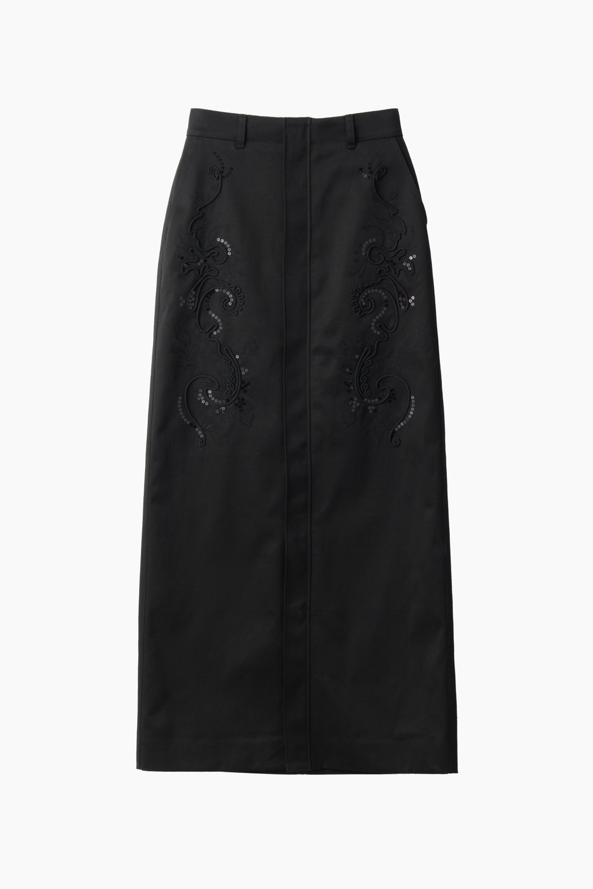 Relief embroidered chino skirt (Black)