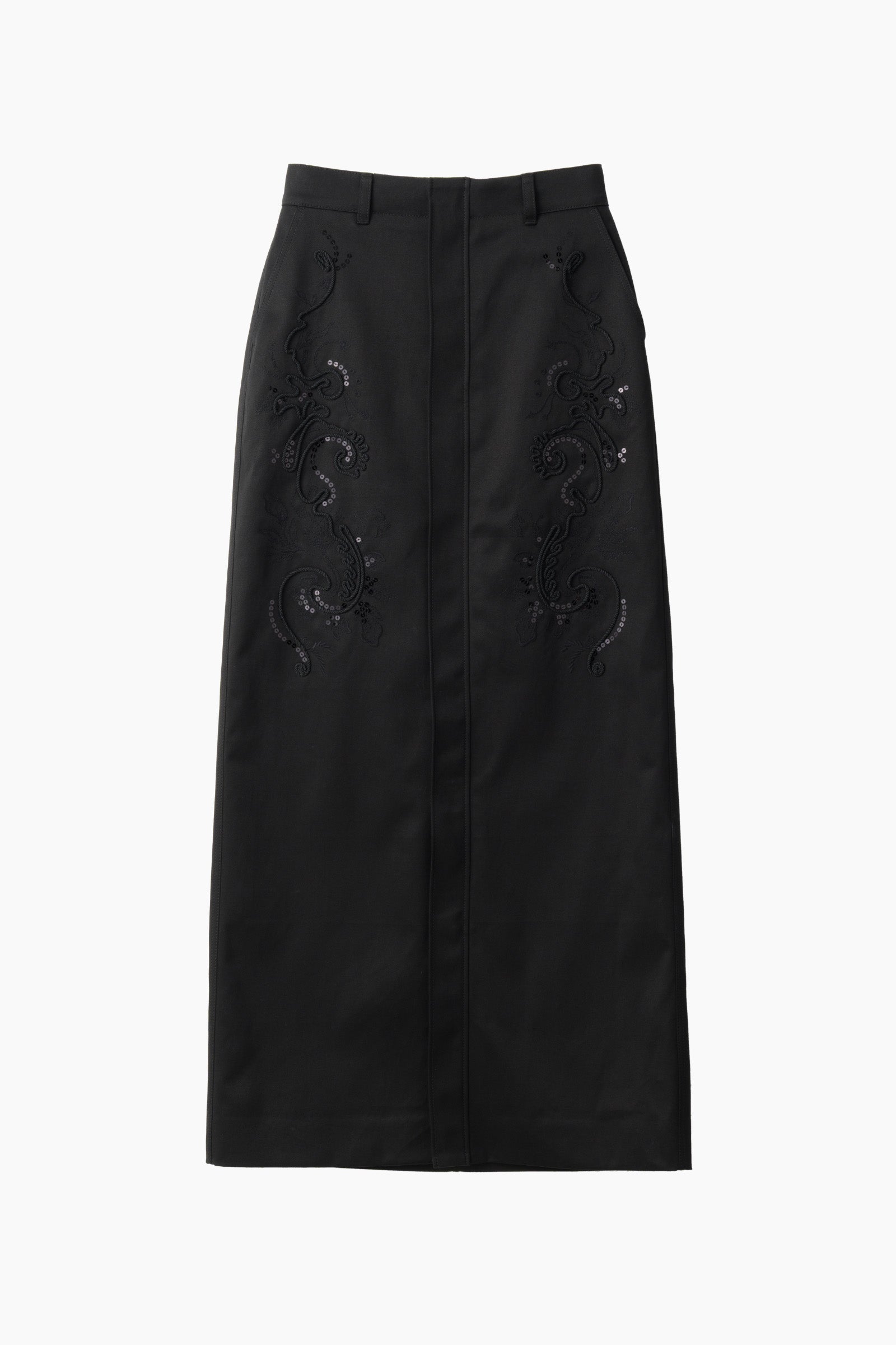 Relief embroidered chino skirt (Black)