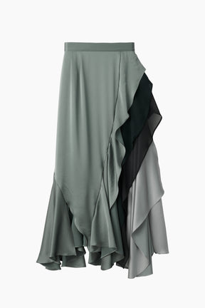 Cascade satin skirt (Slate green)