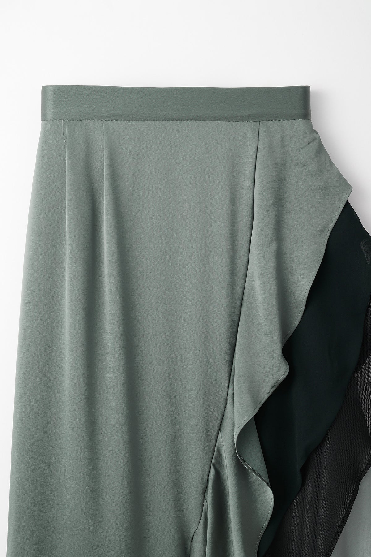 Cascade satin skirt (Slate green)