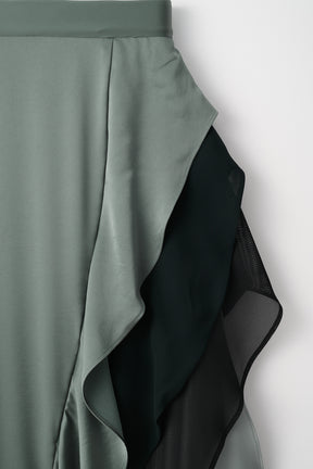 Cascade satin skirt (Slate green)