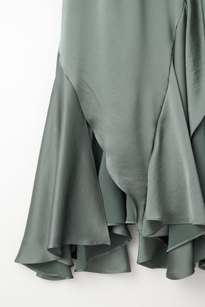Cascade satin skirt (Slate green)