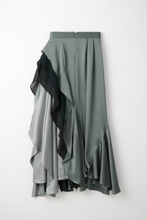 Cascade satin skirt (Slate green)
