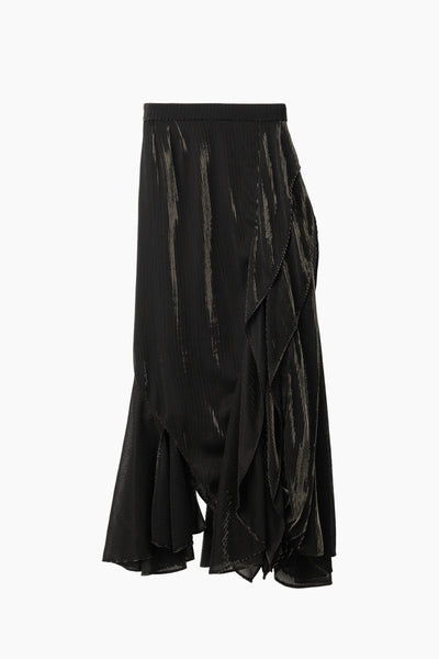 Fluid glimmer asymmetric skirt (Black)
