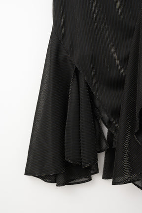 Fluid glimmer asymmetric skirt (Black)
