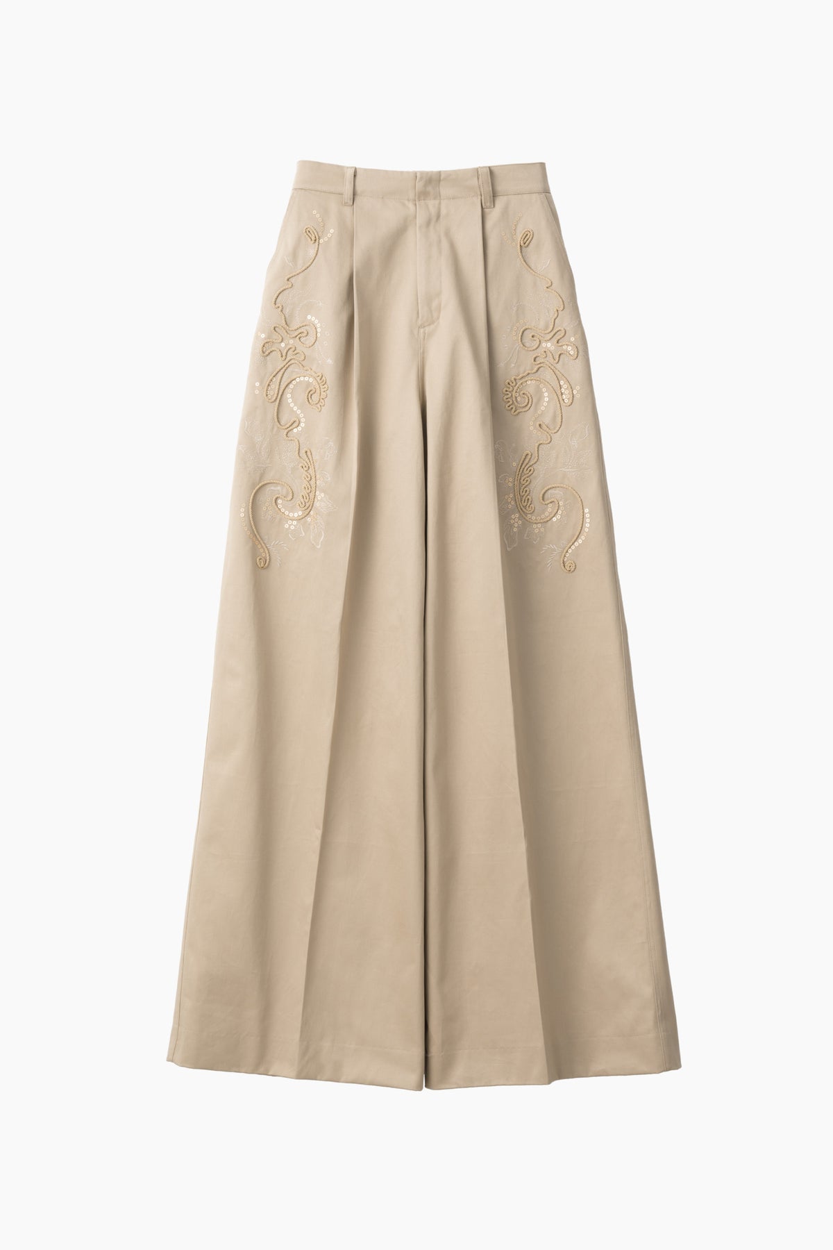 Relief embroidered chino trousers (Beige)