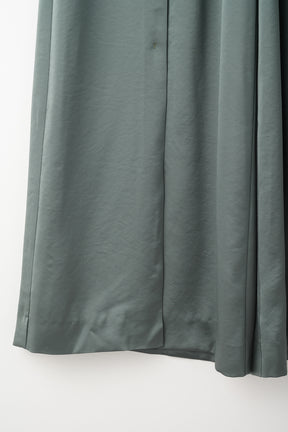 Zip slit satin slacks (Slate green)