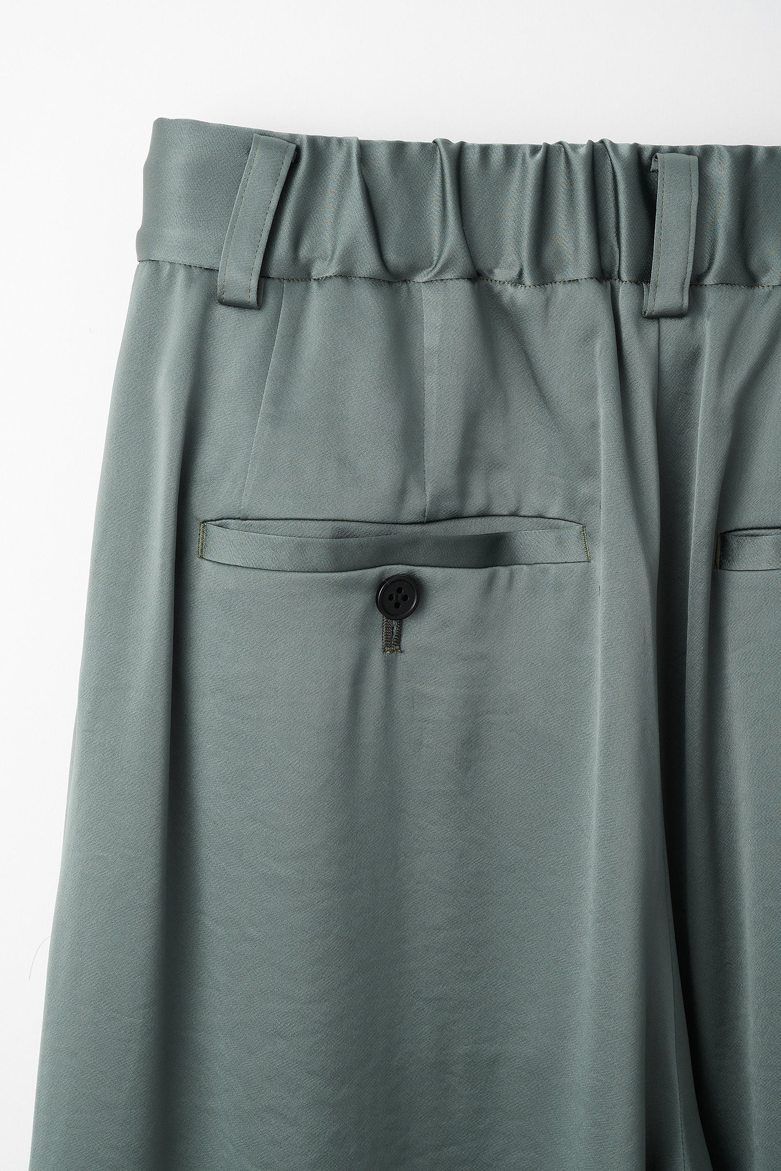 Zip slit satin slacks (Slate green)