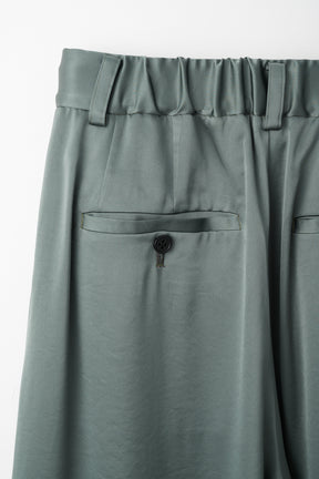 Zip slit satin slacks (Slate green)