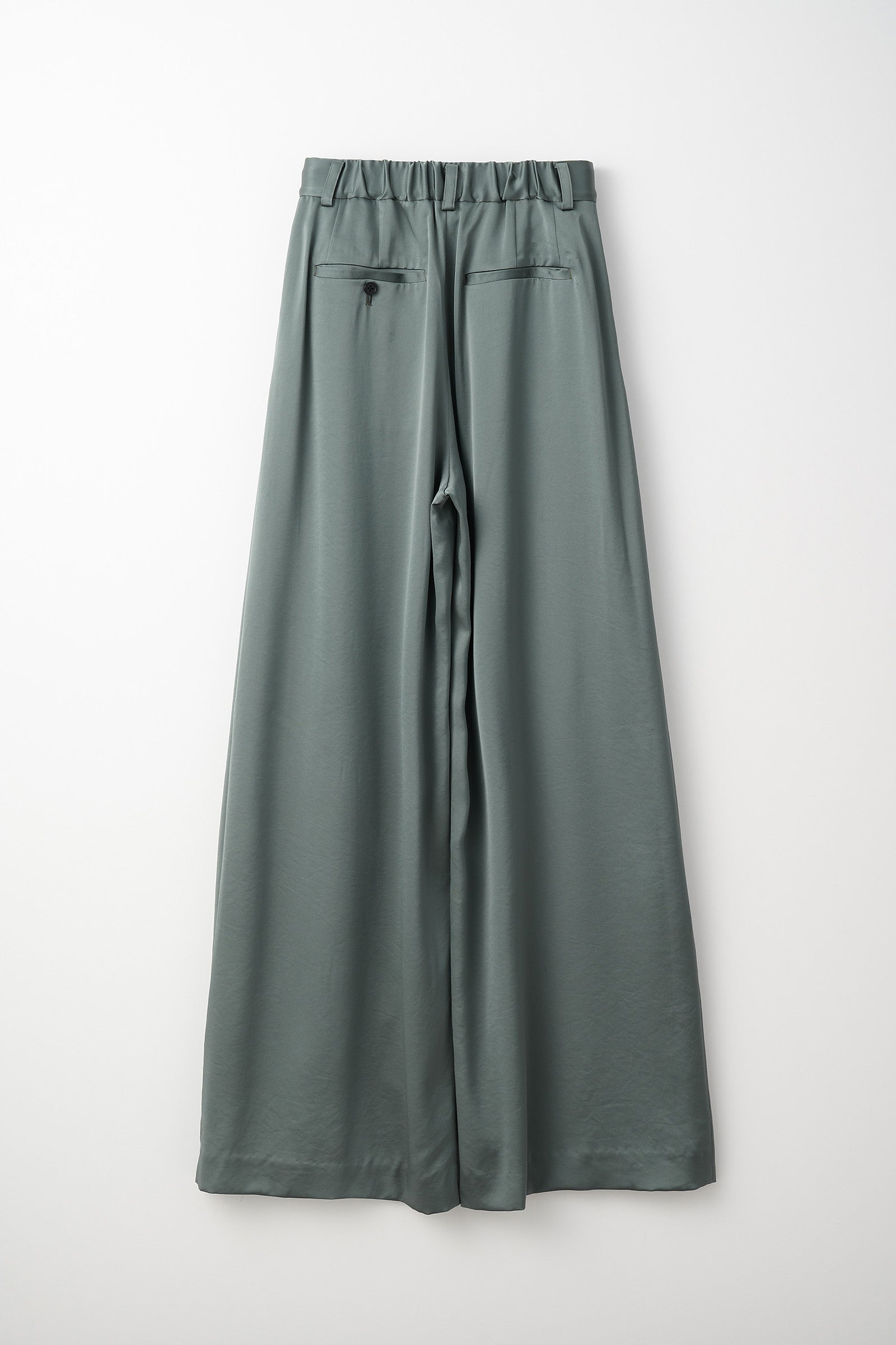 Zip slit satin slacks (Slate green)