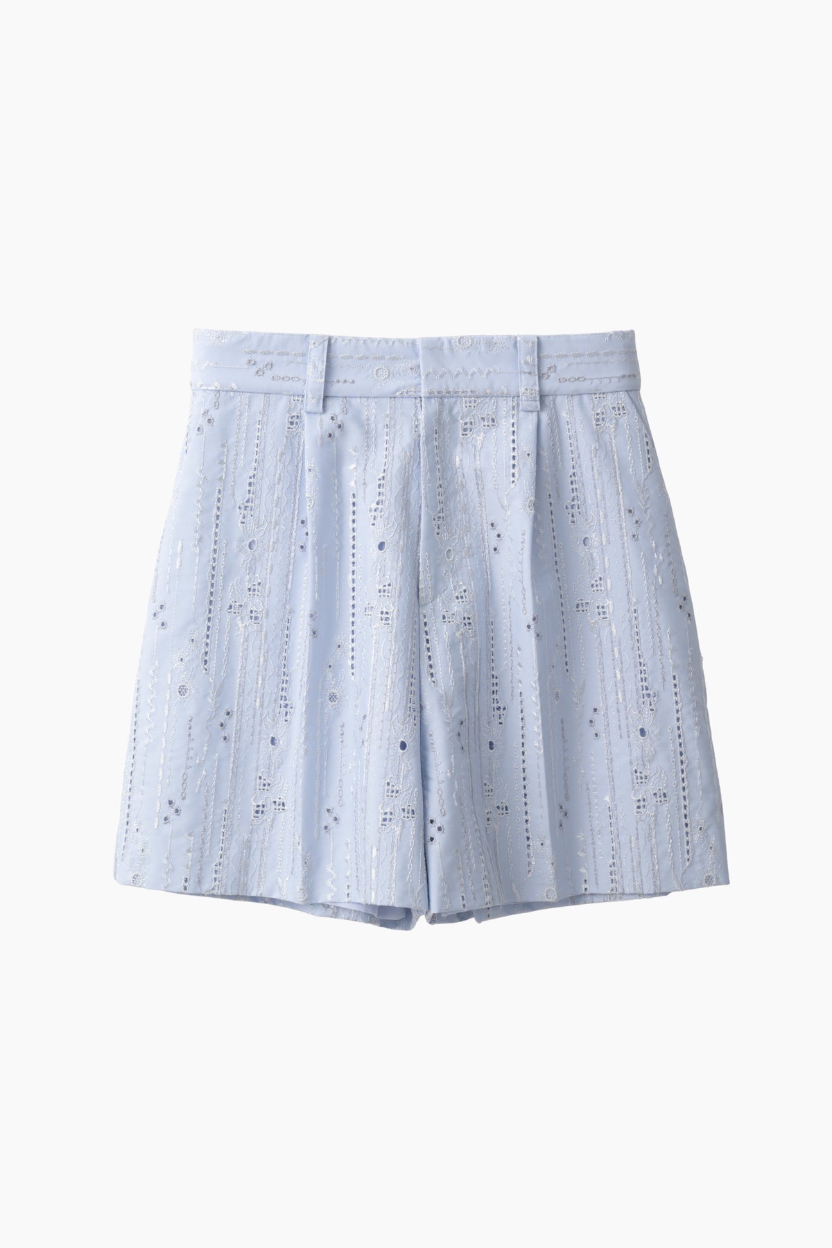 Swaying stripe embroidered shorts (Blue)