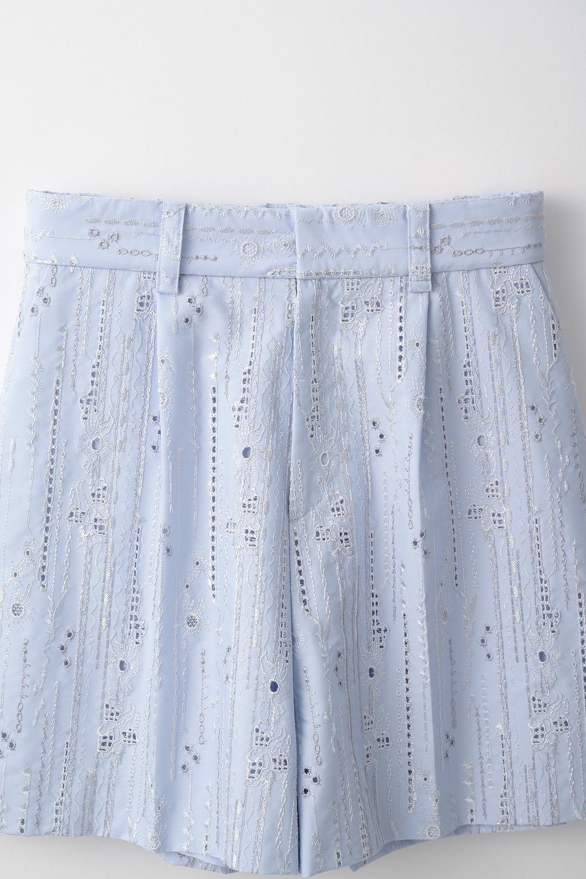 Swaying stripe embroidered shorts (Blue)