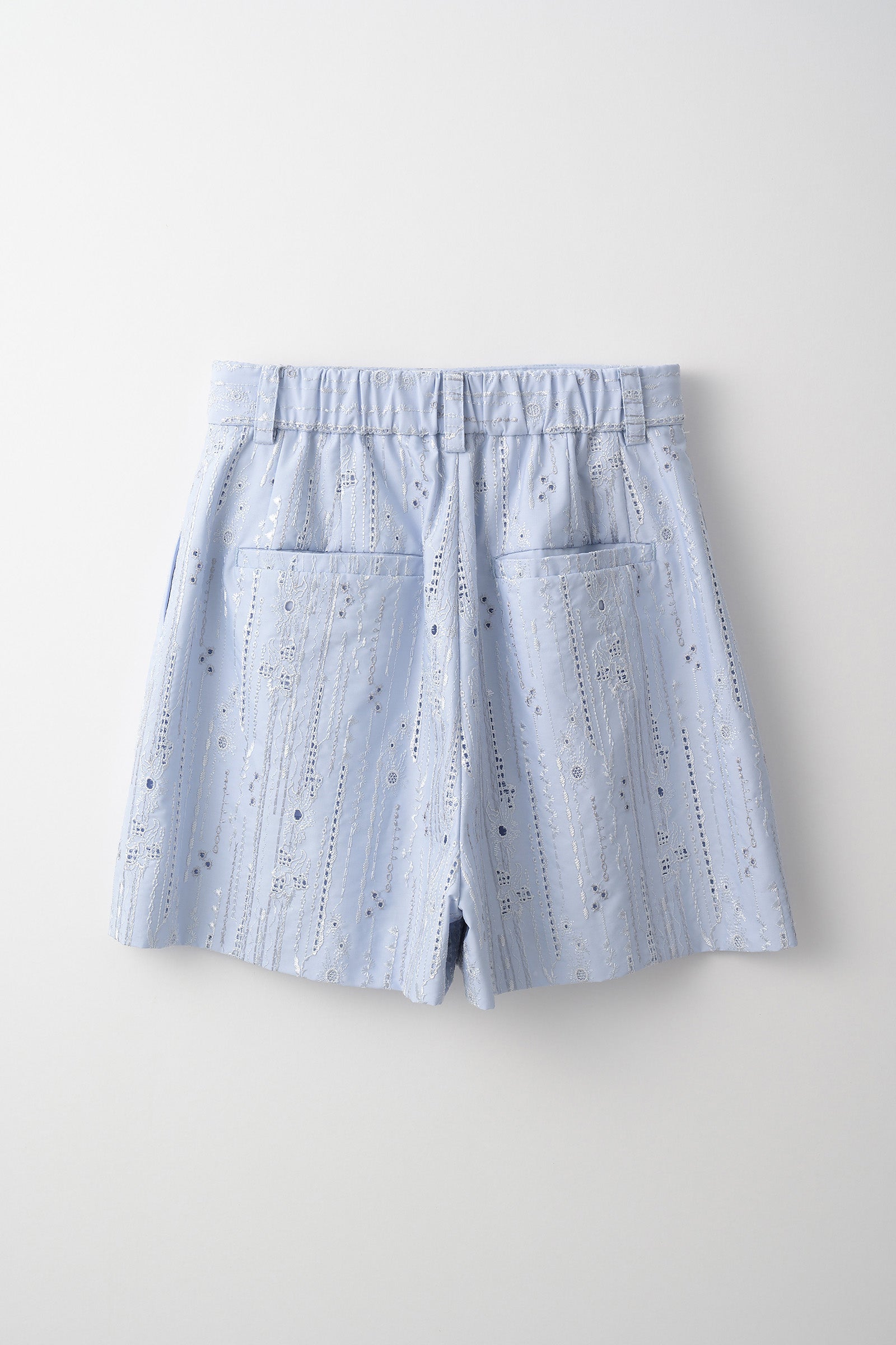 Swaying stripe embroidered shorts (Blue)