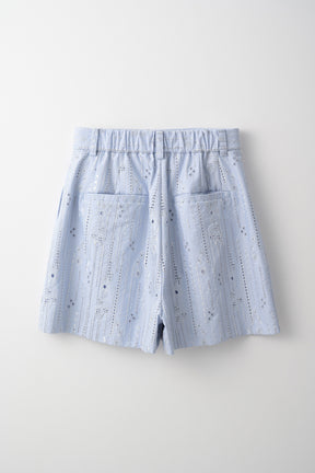 Swaying stripe embroidered shorts (Blue)