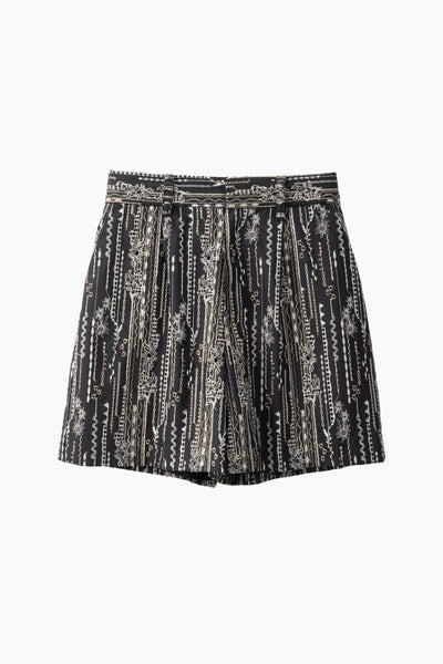 Swaying stripe embroidered shorts (Black)