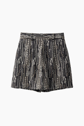 Swaying stripe embroidered shorts (Black)