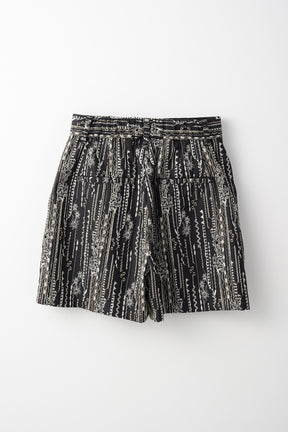 Swaying stripe embroidered shorts (Black)