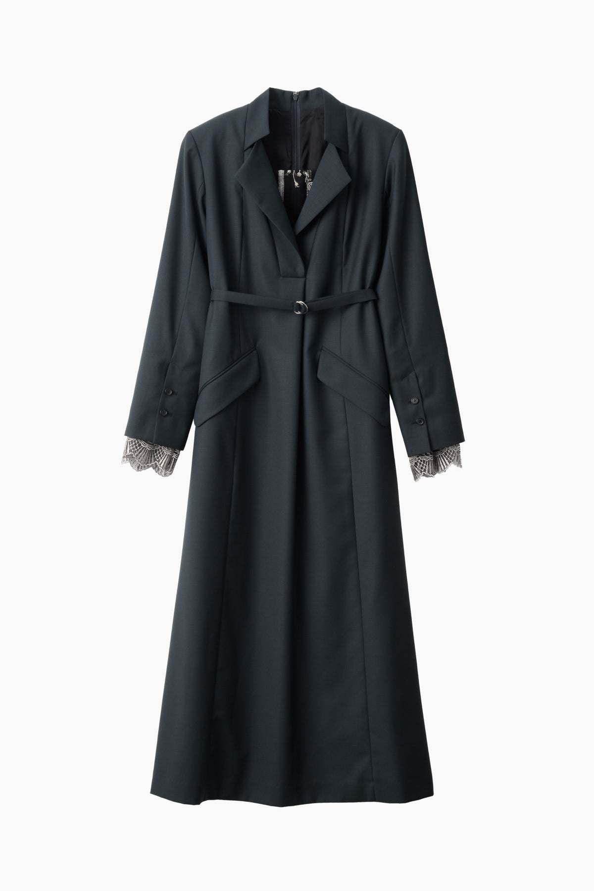 Classic lace jacket dress (Dark green)