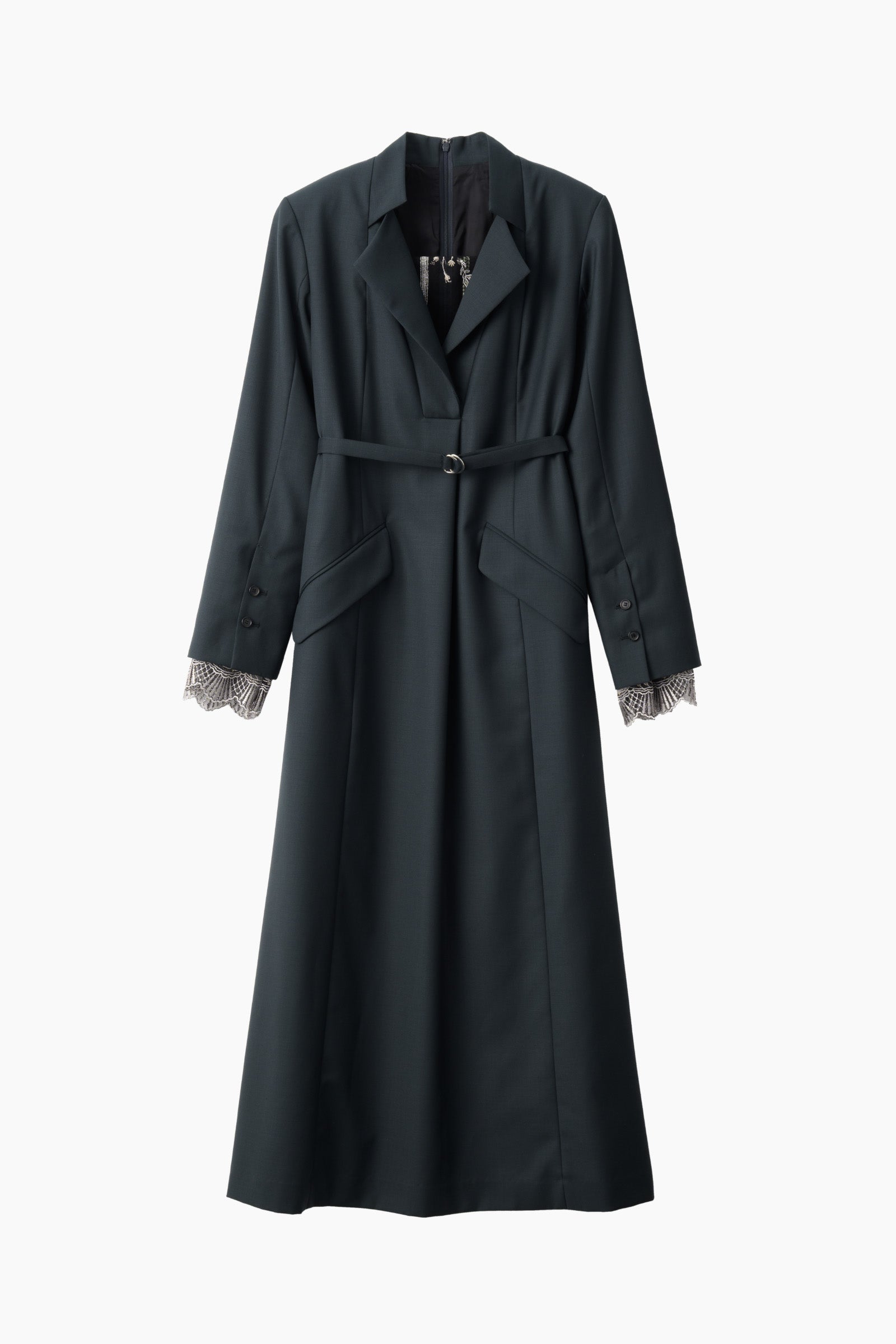 Classic lace jacket dress (Dark green)