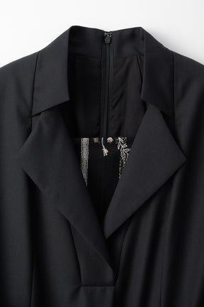 Classic lace jacket dress (Black)