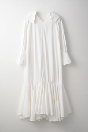Droplet flower embroidered shirt dress (White)